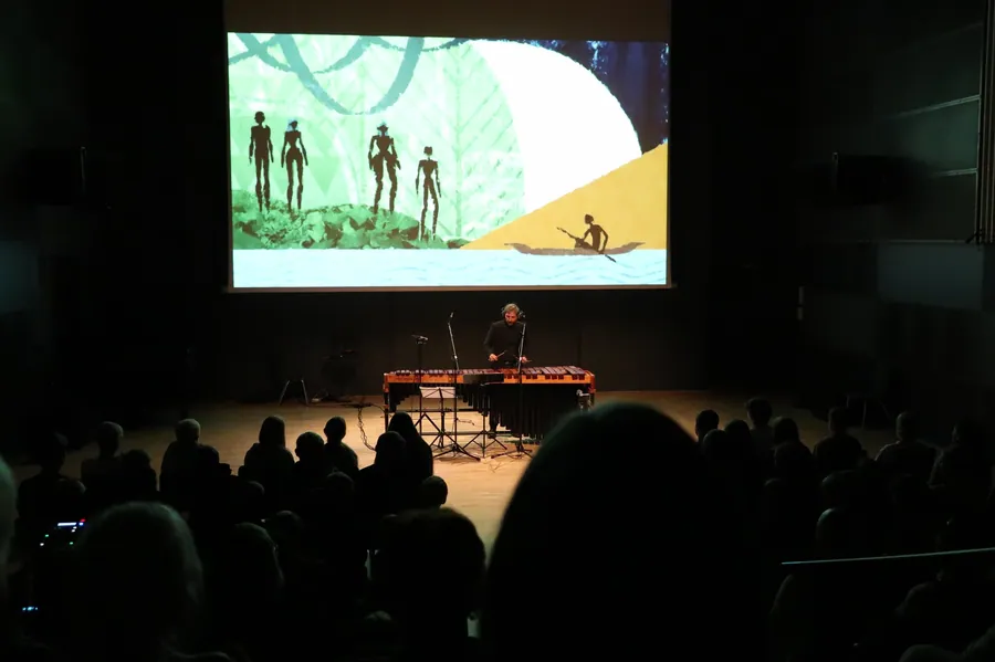 Audience watching the animation