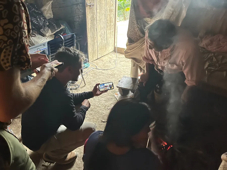 Showing the village how young people in Denmark had worked with the rainforest